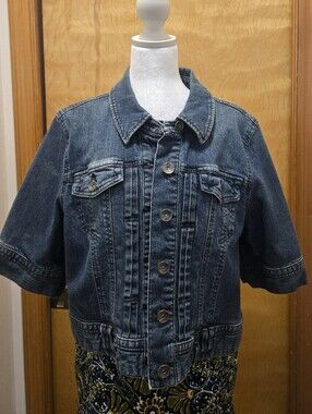 Size XL Style & Co. 1/2-Sleeve Jean Jacket in Dark Blue